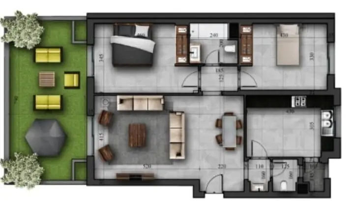 Appartement S2 avec jardin à La Nouvelle Soukra