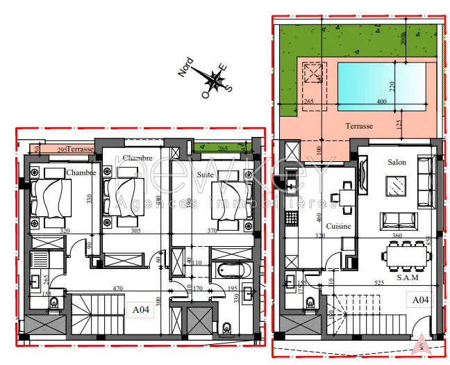 Duplex Neuf avec Jardin et piscine à vendre aux Jardins de Carthage