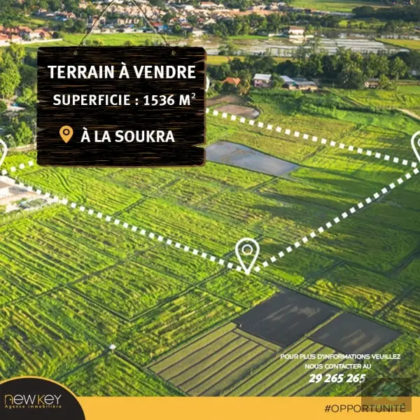 Terrain de 1536m² à La Soukra
