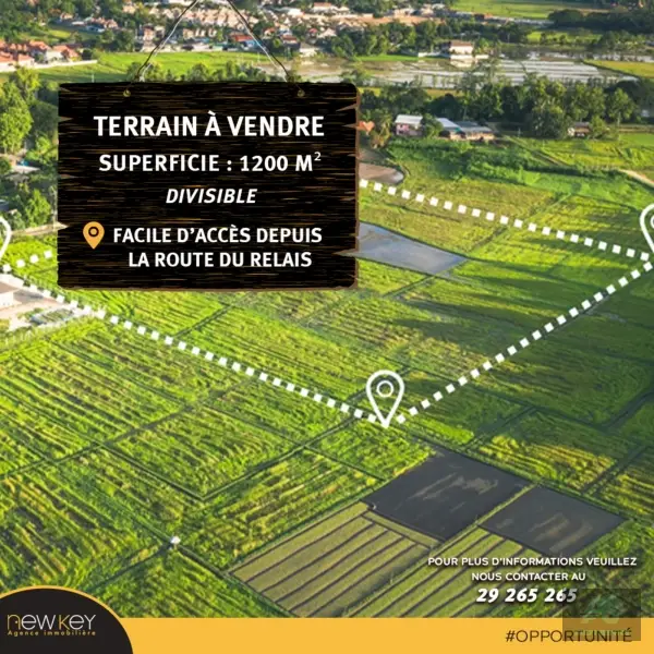 Terrain de 1200 m² facile d'accès depuis la route du Relais