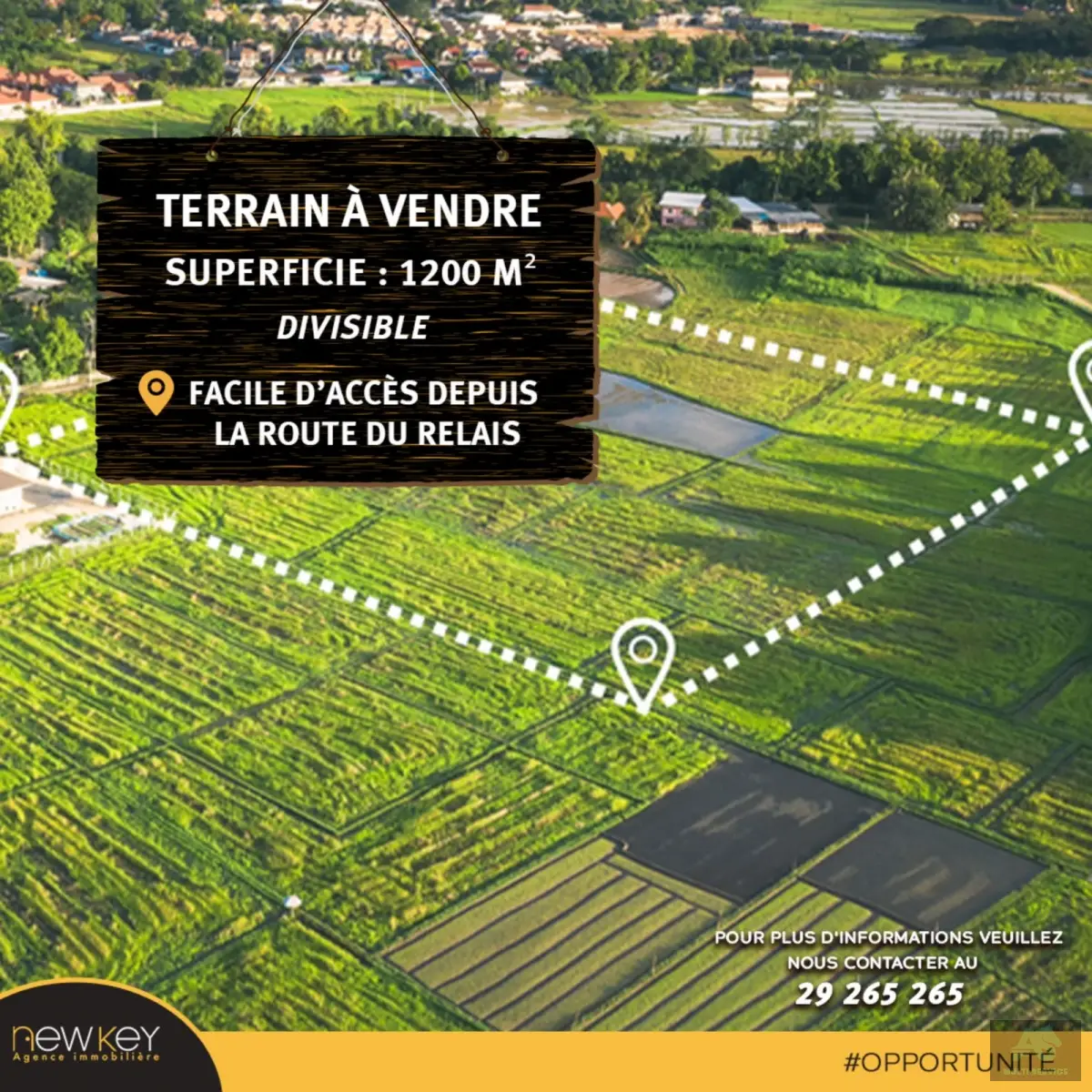 Terrain de 1200 m² facile d'accès depuis la route du Relais