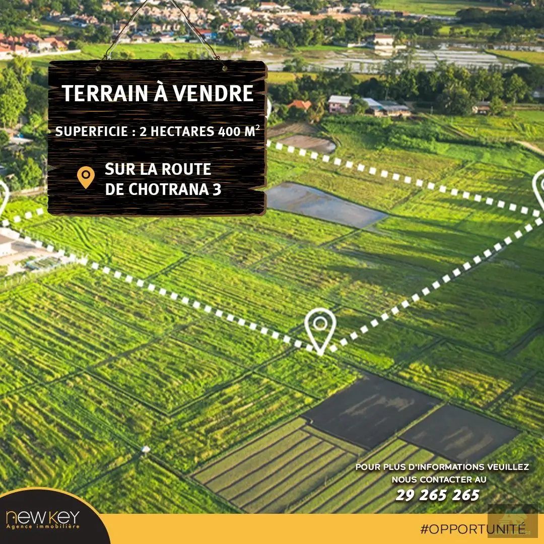 Terrain de 2 Hectares et 400 m² à La Soukra