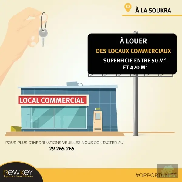 Des Locaux Commerciaux à louer à La Soukra