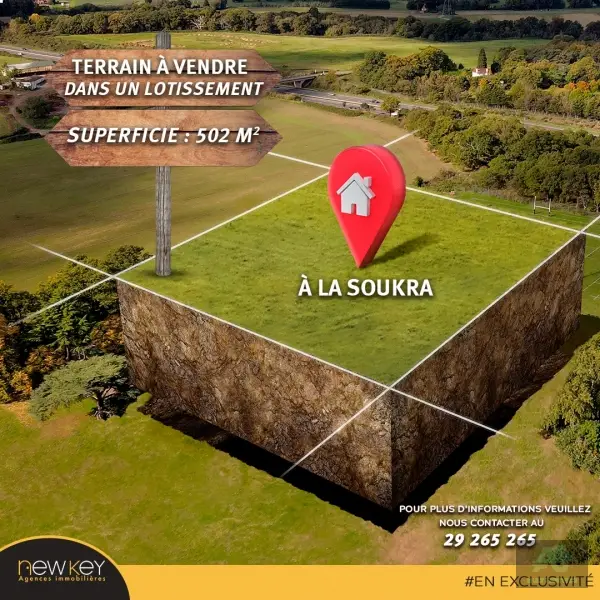 Un Lot De terrain de 502 m² bien situé à La Soukra