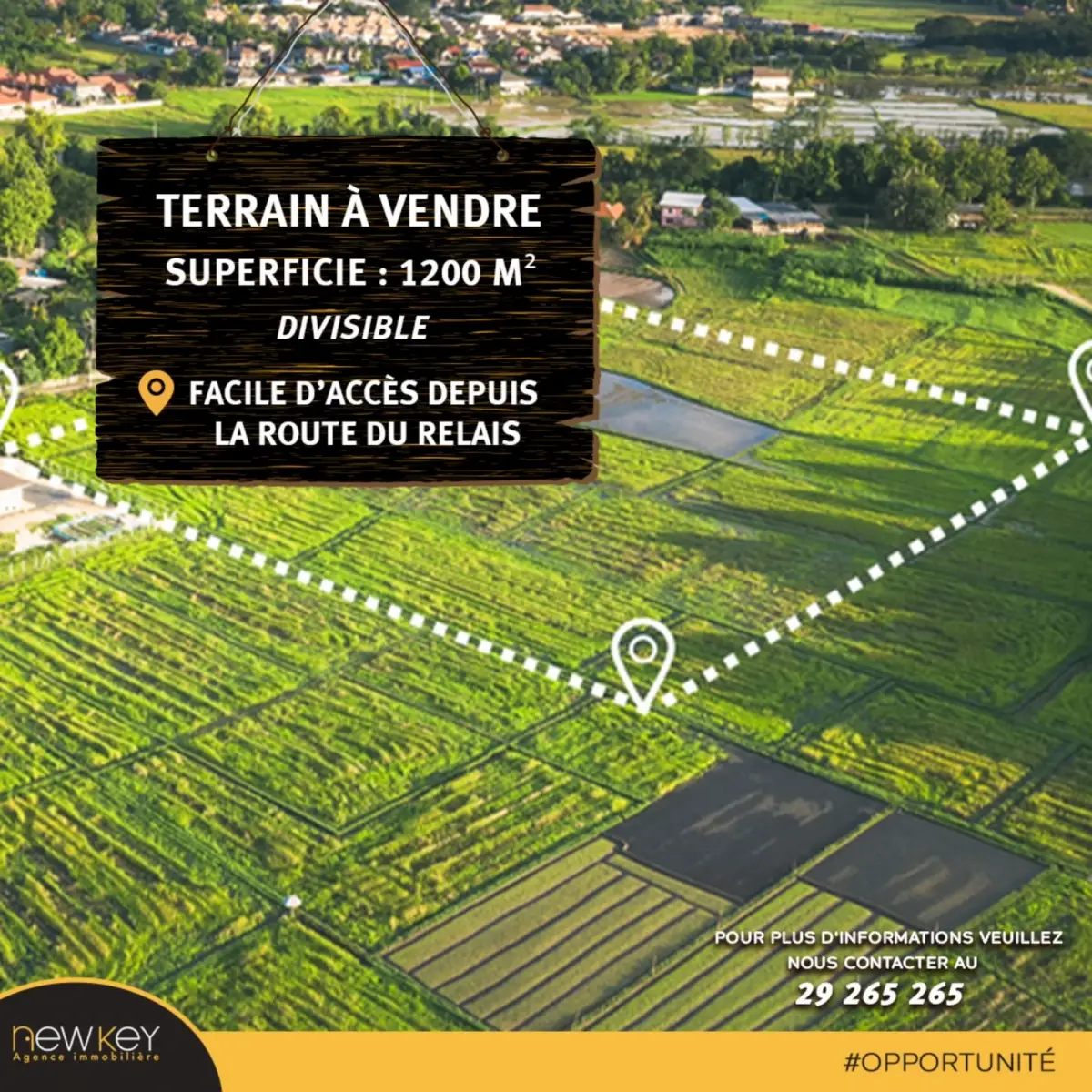 Terrain de 1200 m² facile d'accès depuis la route du Relais