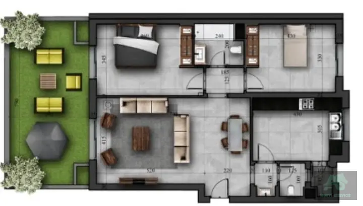 Appartement S2 avec jardin à La Nouvelle Soukra
